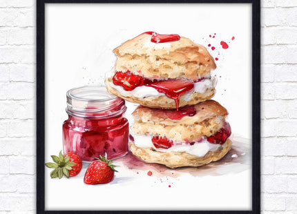Cream Tea. Framed picture print. A choice of frames and sizes, square.
