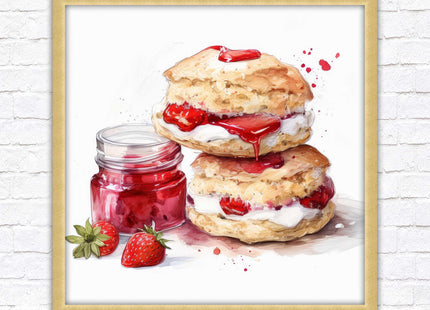 Cream Tea. Framed picture print. A choice of frames and sizes, square.