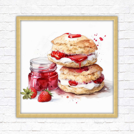 Cream Tea. Framed picture print. A choice of frames and sizes, square.