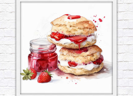 Cream Tea. Framed picture print. A choice of frames and sizes, square.