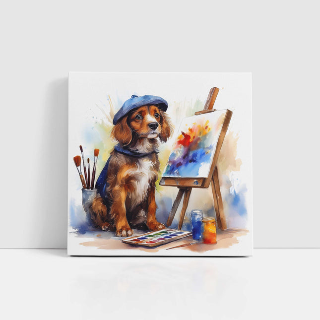Puppy artist, canvas picture print. A choice of sizes available Wall Art