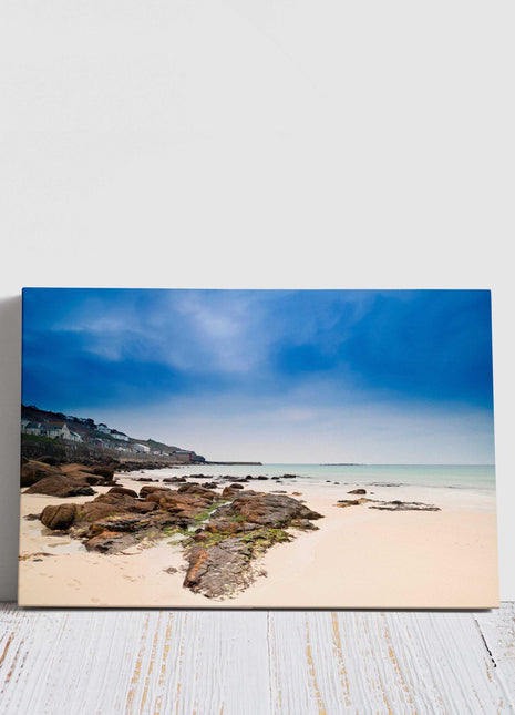 Sennen Cove, Cornwall. Canvas print. Waves rolling into the shore. Beautiful landscape/seascape