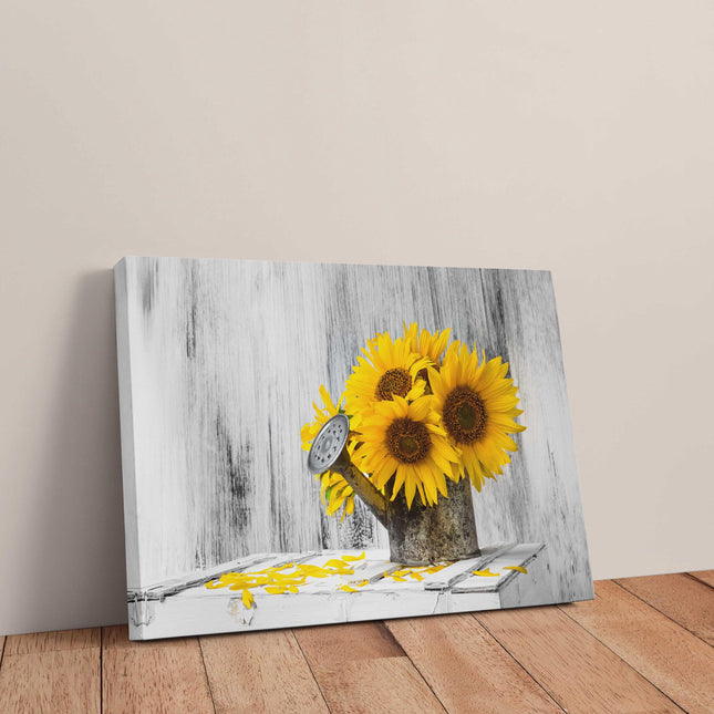 Canvas picture of Sunflowers in Vintage watering can. Printed and framed as a Canvas picture print. Ideal Mothers Day/birthday gift.