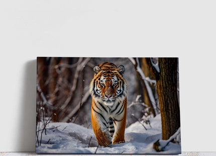 Canvas picture. Tiger in snow covered forest. Stunning majestic Wildlife image. Canvas picture print, landscape.