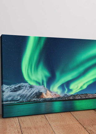 The Northern Lights, Aurora borealis Lofoten islands, Norway. Canvas Print Wall décor. Ideal gift birthday present. Anniversary