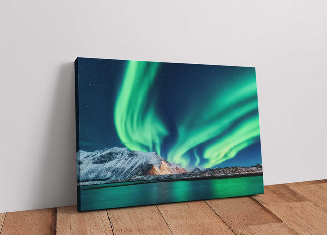 The Northern Lights, Aurora borealis Lofoten islands, Norway. Canvas Print Wall décor. Ideal gift birthday present. Anniversary