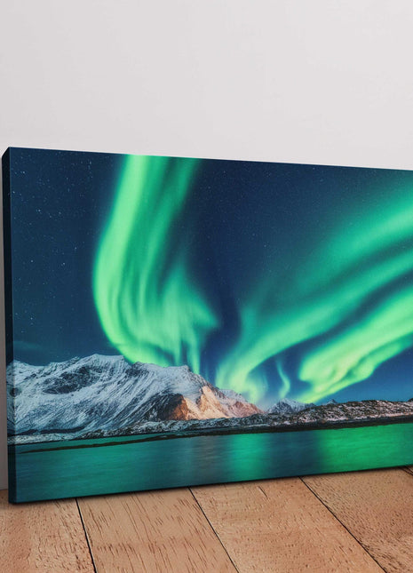 The Northern Lights, Aurora borealis Lofoten islands, Norway. Canvas Print Wall décor. Ideal gift birthday present. Anniversary