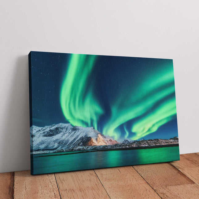 The Northern Lights, Aurora borealis Lofoten islands, Norway. Canvas Print Wall décor. Ideal gift birthday present. Anniversary
