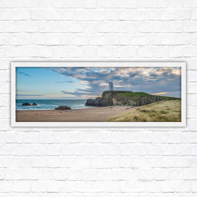 Llanddwyn lighthouse framed picture. Anglesey, North Wales. Framed picture in a choice of styles.