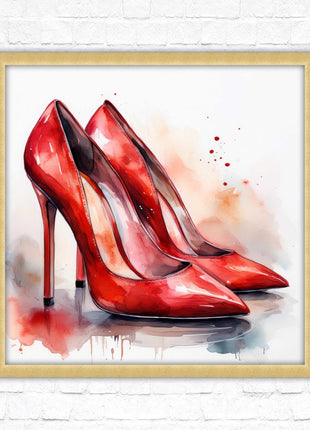 High heels Framed picture print choice of frames and sizes square
