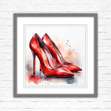 High heels Framed picture print choice of frames and sizes square