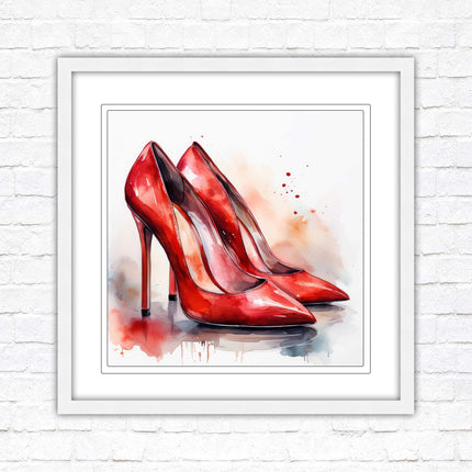 High heels Framed picture print choice of frames and sizes square