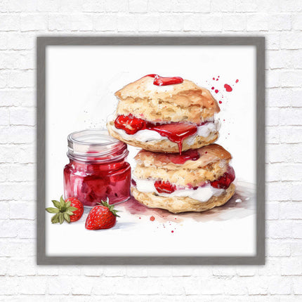 Cream Tea. Framed picture print. A choice of frames and sizes, square.