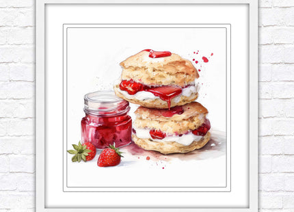 Cream Tea. Framed picture print. A choice of frames and sizes, square.
