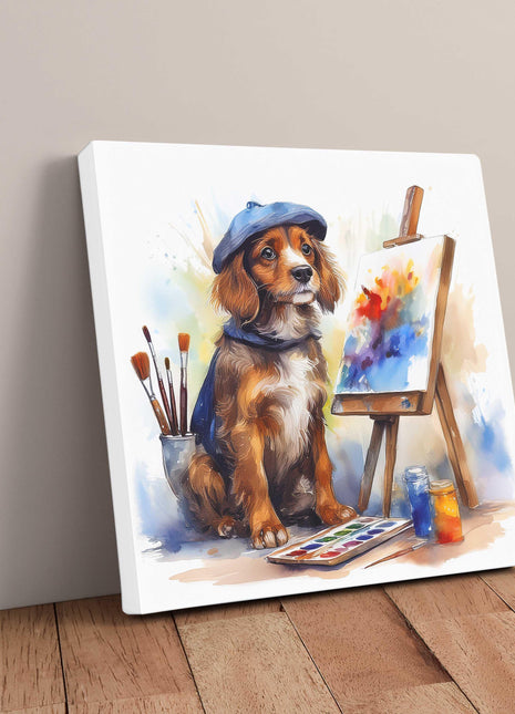 Puppy artist, canvas picture print. A choice of sizes available Wall Art