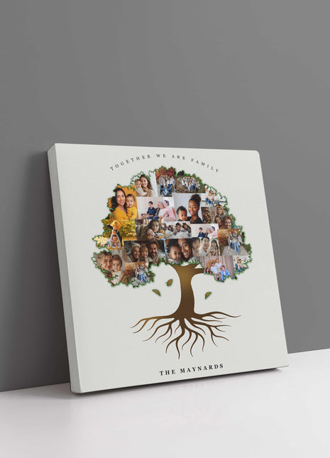 Clone of test family tree collage canvas picture print Tree shape wall art family gift