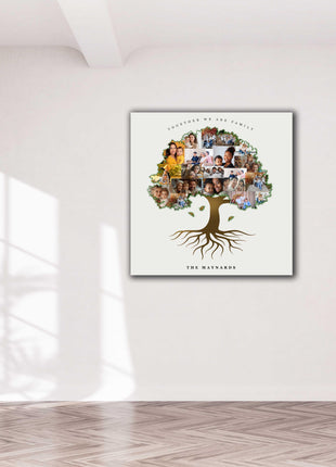 Clone of test family tree collage canvas picture print Tree shape wall art family gift