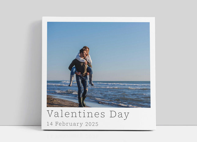 polaroid single photo canvas picture print. Choose the photo and text