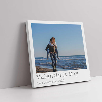 polaroid single photo canvas picture print. Choose the photo and text